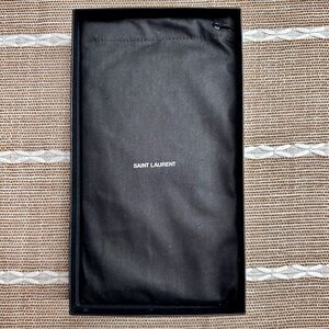 Authentic Saint Laurent Black Leather Pouch/Clutch with YSL Monogram New